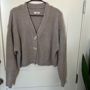 UGG Gray Cropped Cardigan Sweater